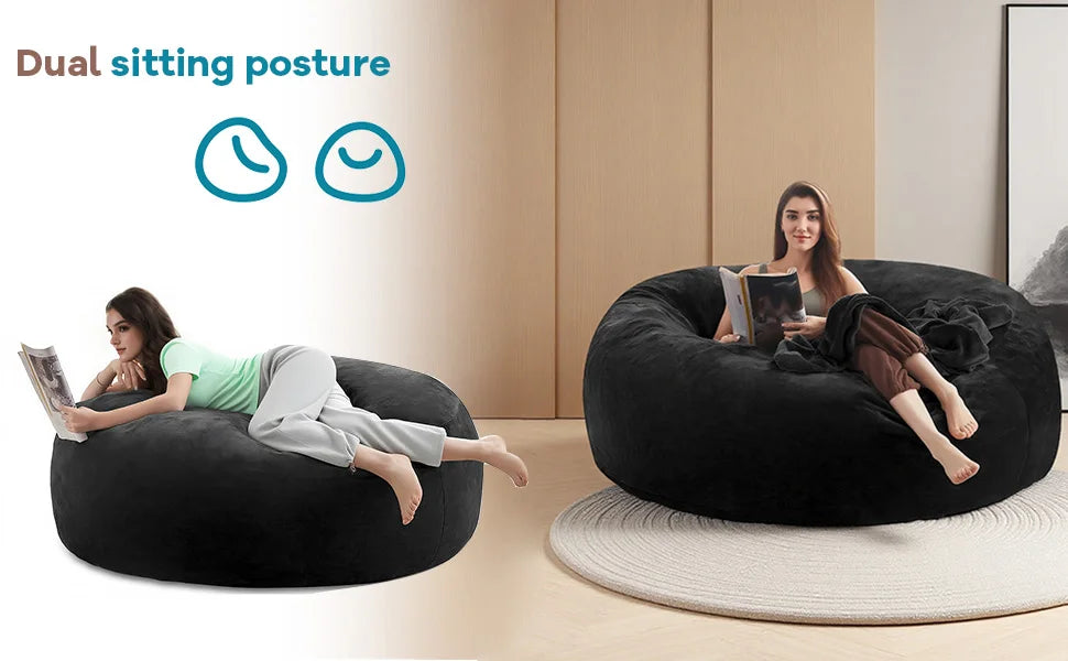 100CM×100CM×60CM, adult beanbag chair with padded beanbag inside, memory foam chair, soft flannel washable cover, ideal reading seat for bedrooms and dorms. by PurelyhomeDeco