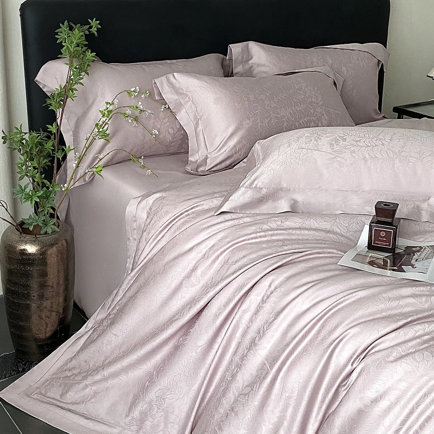 RegaliaSateen™ 4PCS Premium 100s Sateen Jacquard Bedding Set – Pure Cotton Sheet & Duvet Cover (Queen/King) by PurelyhomeDeco