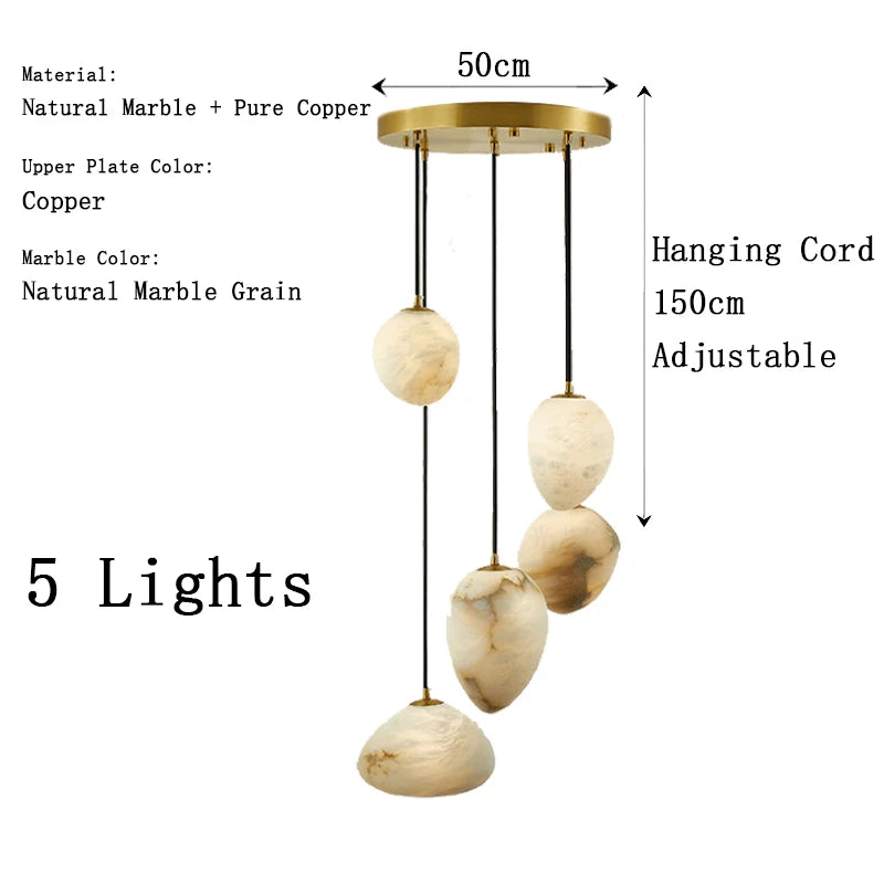 Siberia MarbleAura™ LED Chandelier – Luxury Natural Marble Hanging Light for Living Room & Modern Interiors by PurelyhomeDeco