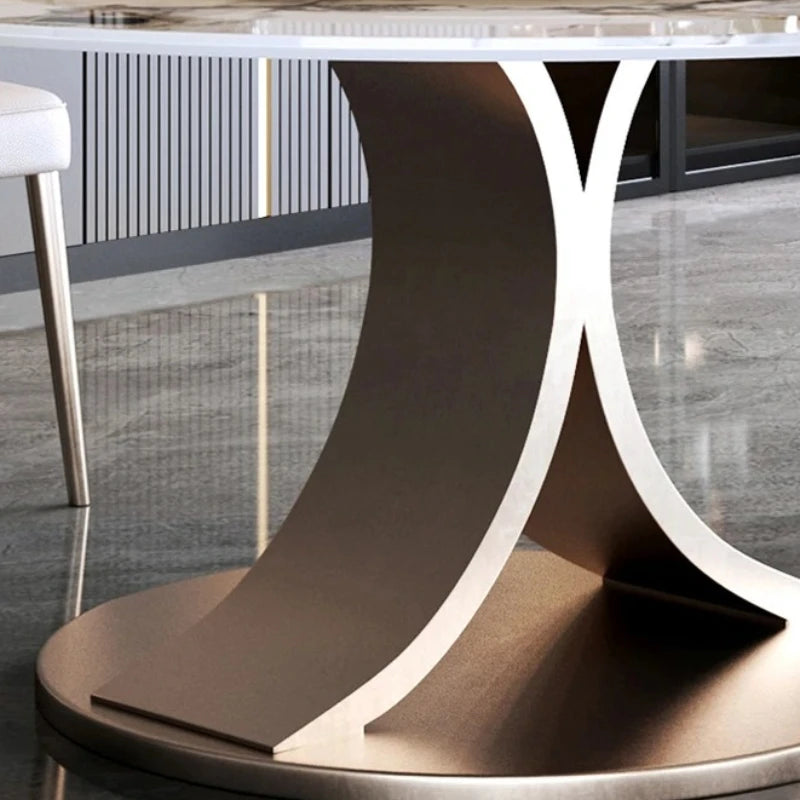 SILORA White Marble Round Dining Table with Turntable by PurelyhomeDeco