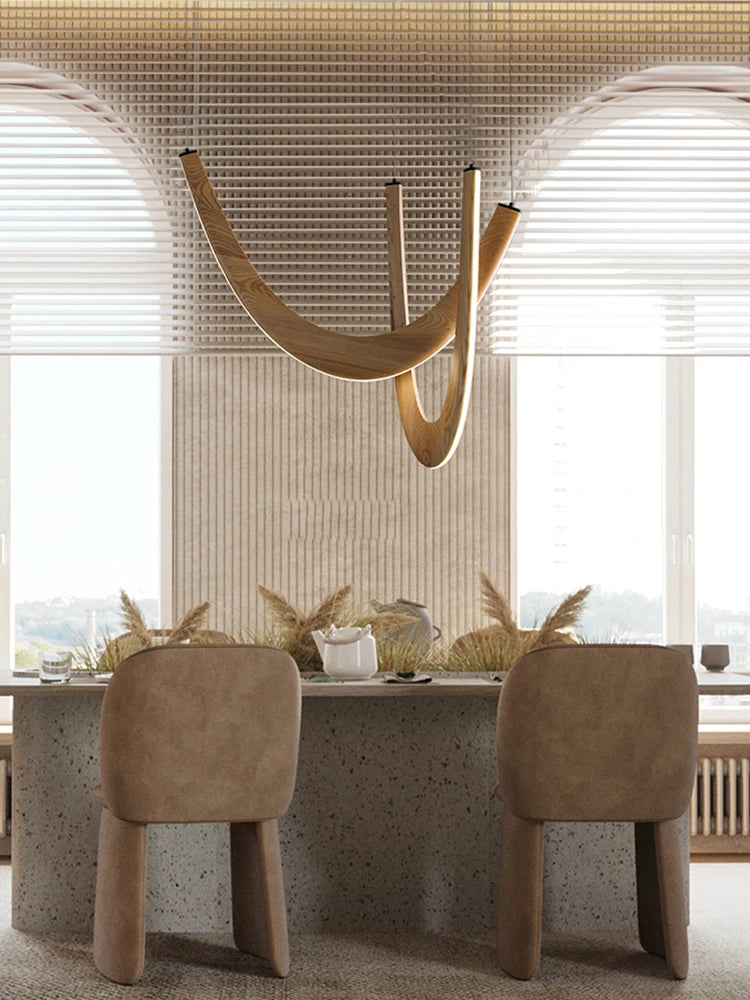 AuraLoop™ U-Shaped Wooden LED Pendant Light – Modern Hanging Lamp for Dining Rooms, Kitchen Islands & Luxury Interiors by PurelyhomeDeco