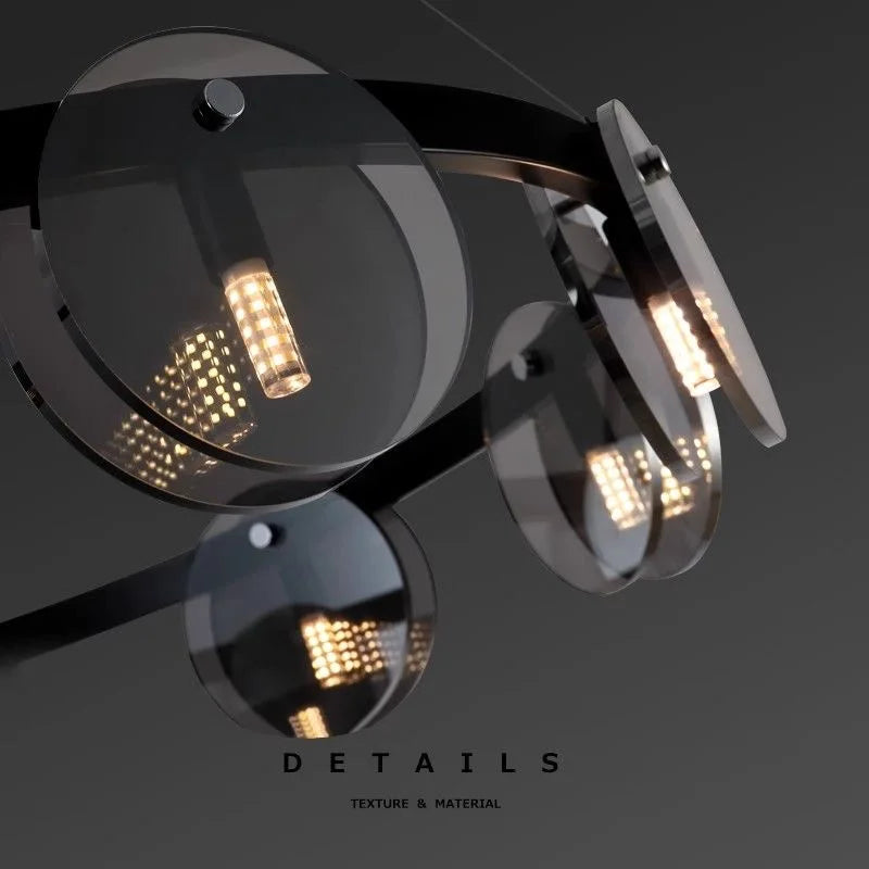 Nordic Halo™ Modern Ring LED Chandelier – Black Glass Pendant Light for Living Room, Bedroom & Dining Room by PurelyhomeDeco