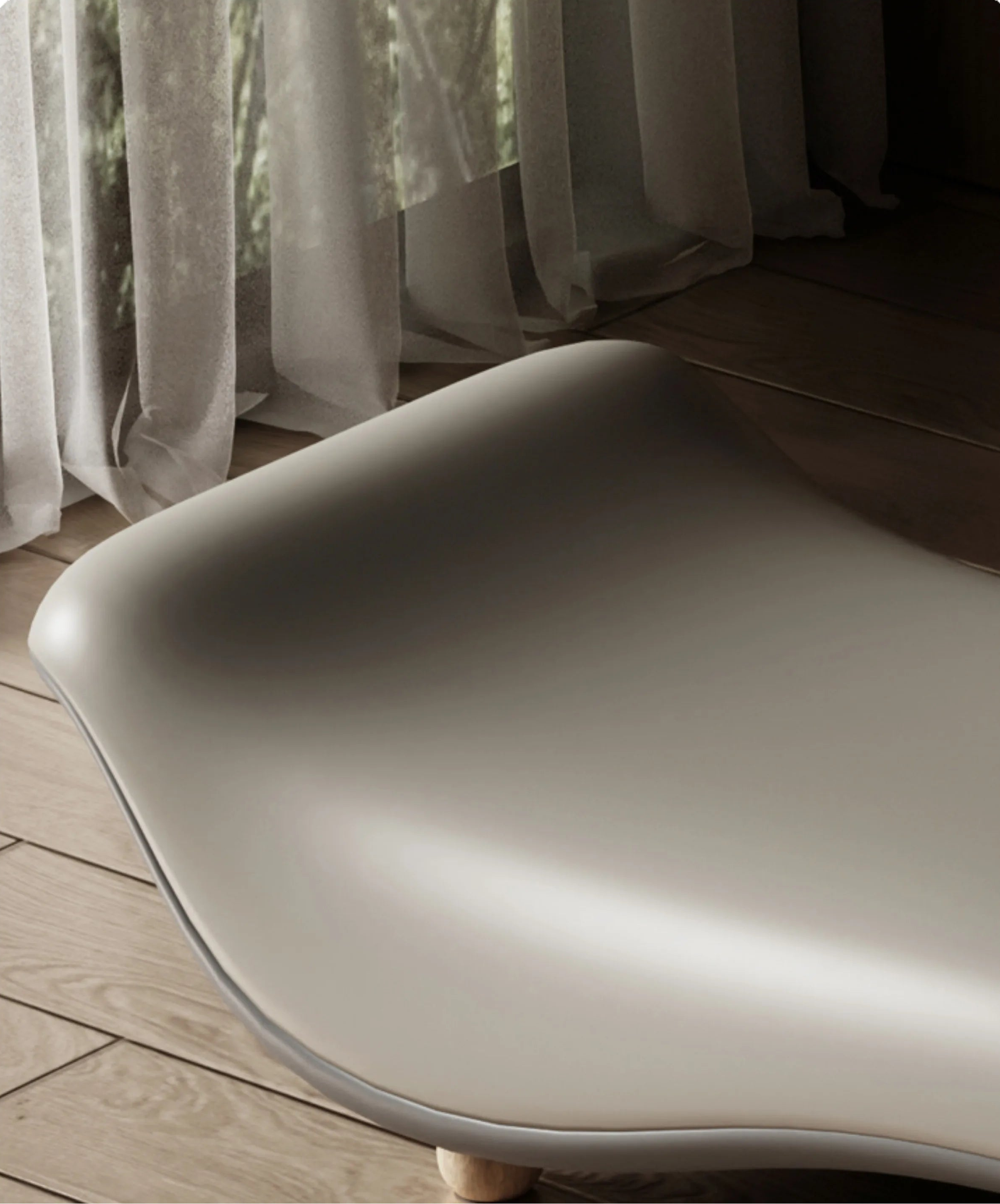 Modern chair with a neutral color palette in a minimalistic setting