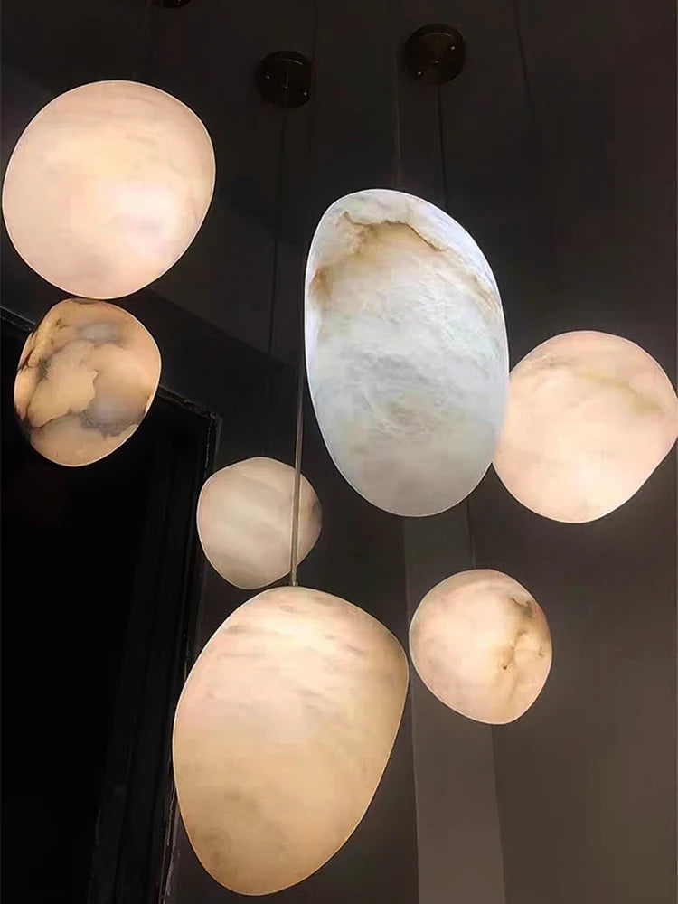 Siberia MarbleAura™ LED Chandelier – Luxury Natural Marble Hanging Light for Living Room & Modern Interiors by PurelyhomeDeco