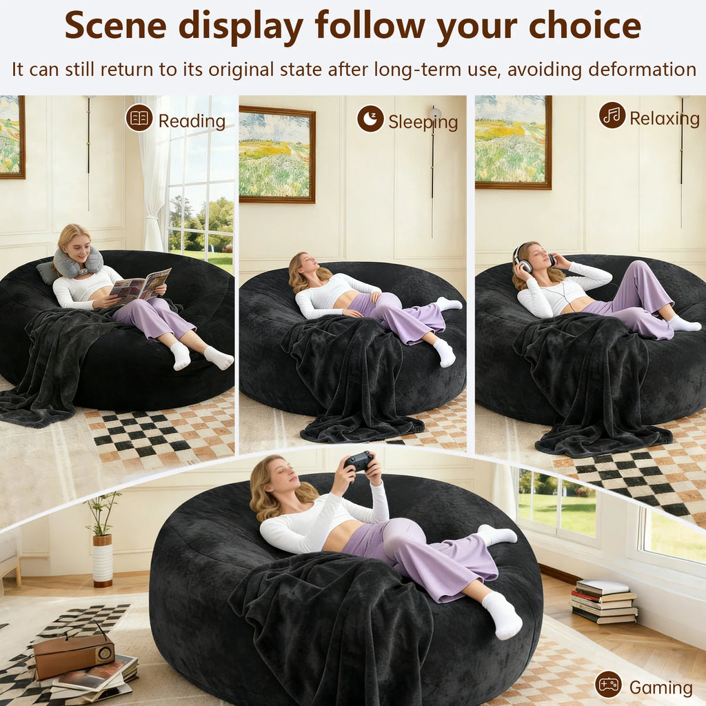 100CM×100CM×60CM, adult beanbag chair with padded beanbag inside, memory foam chair, soft flannel washable cover, ideal reading seat for bedrooms and dorms. by PurelyhomeDeco