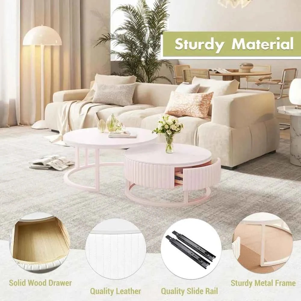 Nestorra™ Marble Nesting Coffee Table Set by PurelyhomeDeco