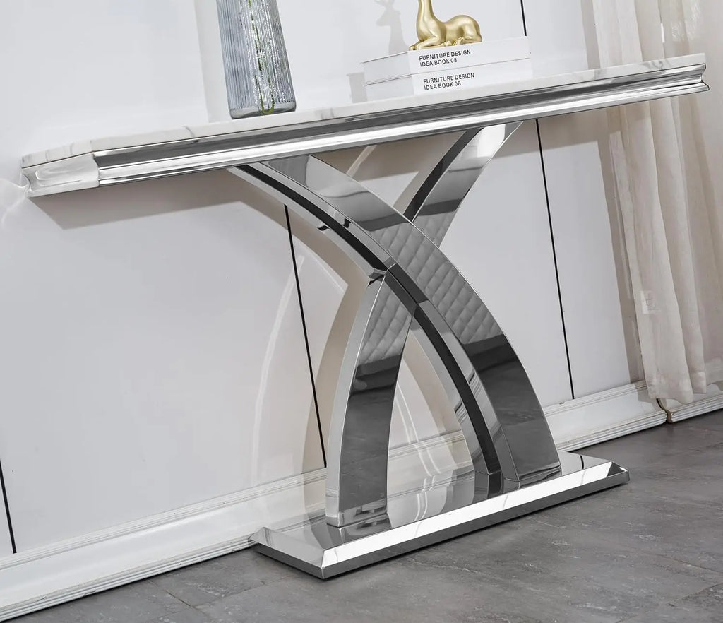 MARXÉ Faux Marble X-Base Console Table by PurelyhomeDeco