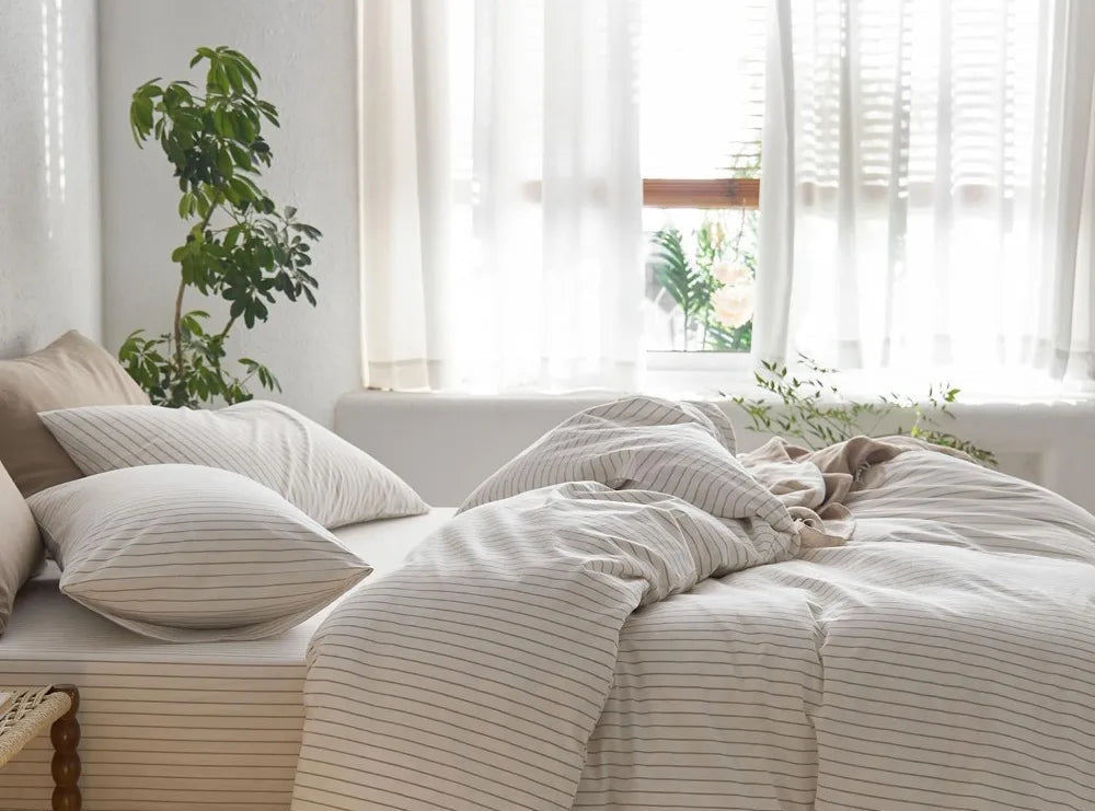 Grand Lino Soft Cotton Duvet Cover Set – Natural Linen-Feel Luxury Series by PurelyhomeDeco