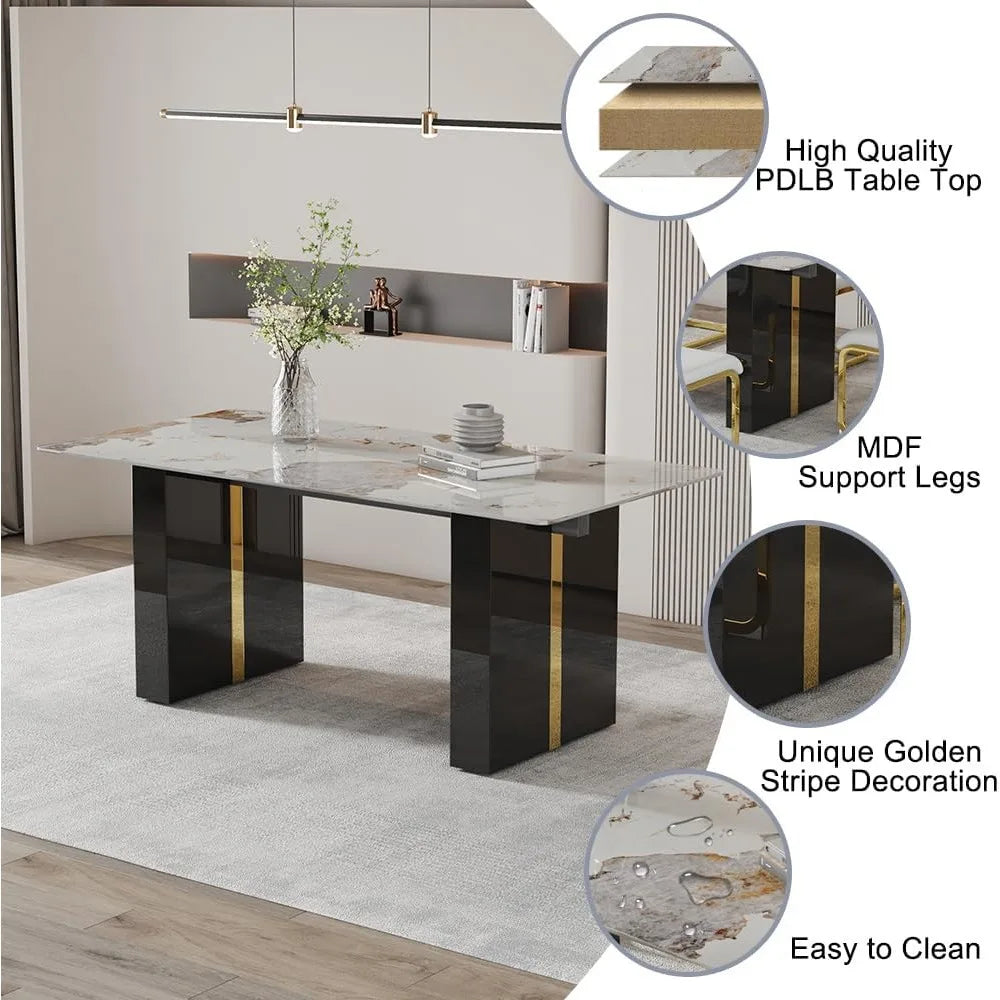 SORA™Modern Faux Marble Dining Set (Table + 7 Chairs) by PurelyhomeDeco