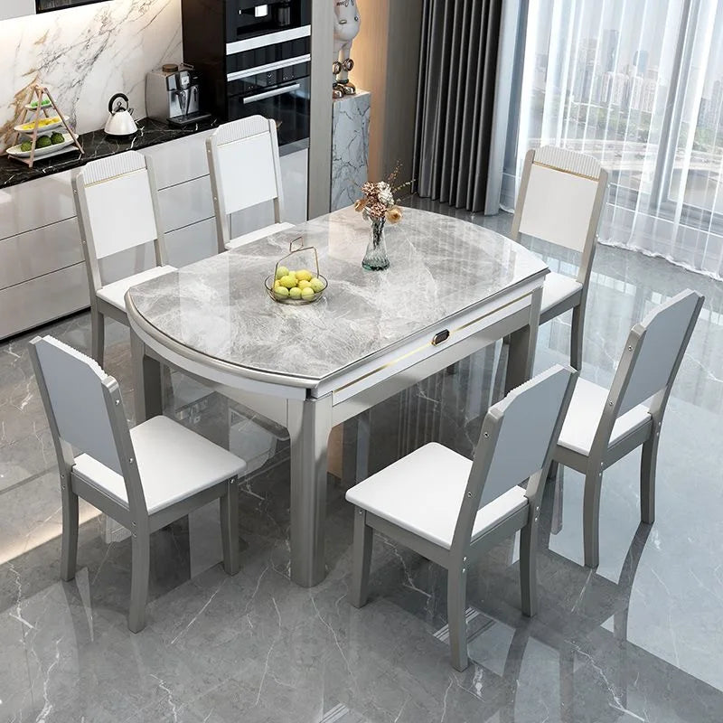 EXTORA™ Extendable Round Marble Dining Set by PurelyhomeDeco