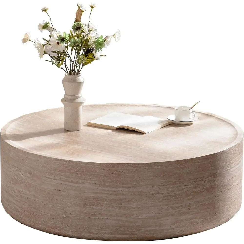 Luna 100™ Round Drum Coffee Table – Modern Minimalist Living Room Center Table by PurelyhomeDeco