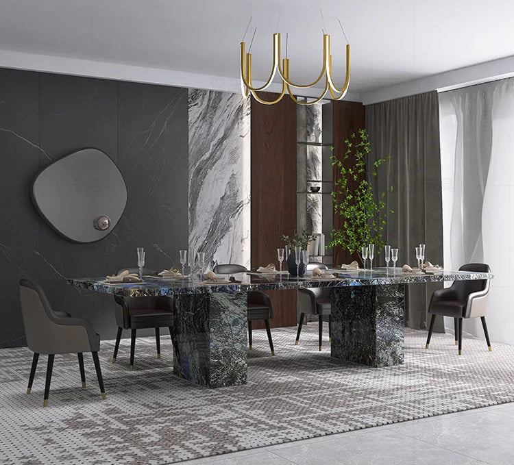 AZURÉA™ Blue Jadeite Marble Dining Set (10-Seater) by PurelyhomeDeco