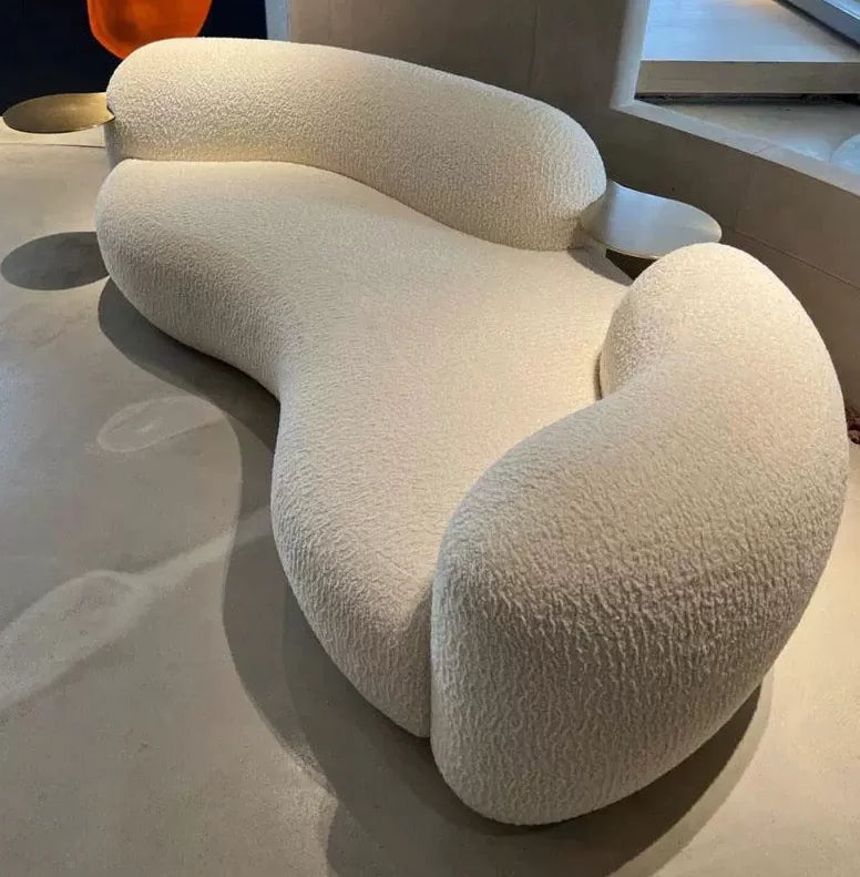 Cream wind creative curved sofa light luxury Italian pea sofa small apartment living room clothing store beauty salon hotel by PurelyhomeDeco