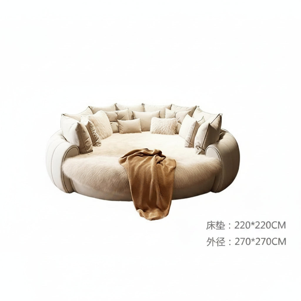 LunaBelle™ — Luxury Italian King Bed | Designer Round Bed for Modern Bedrooms