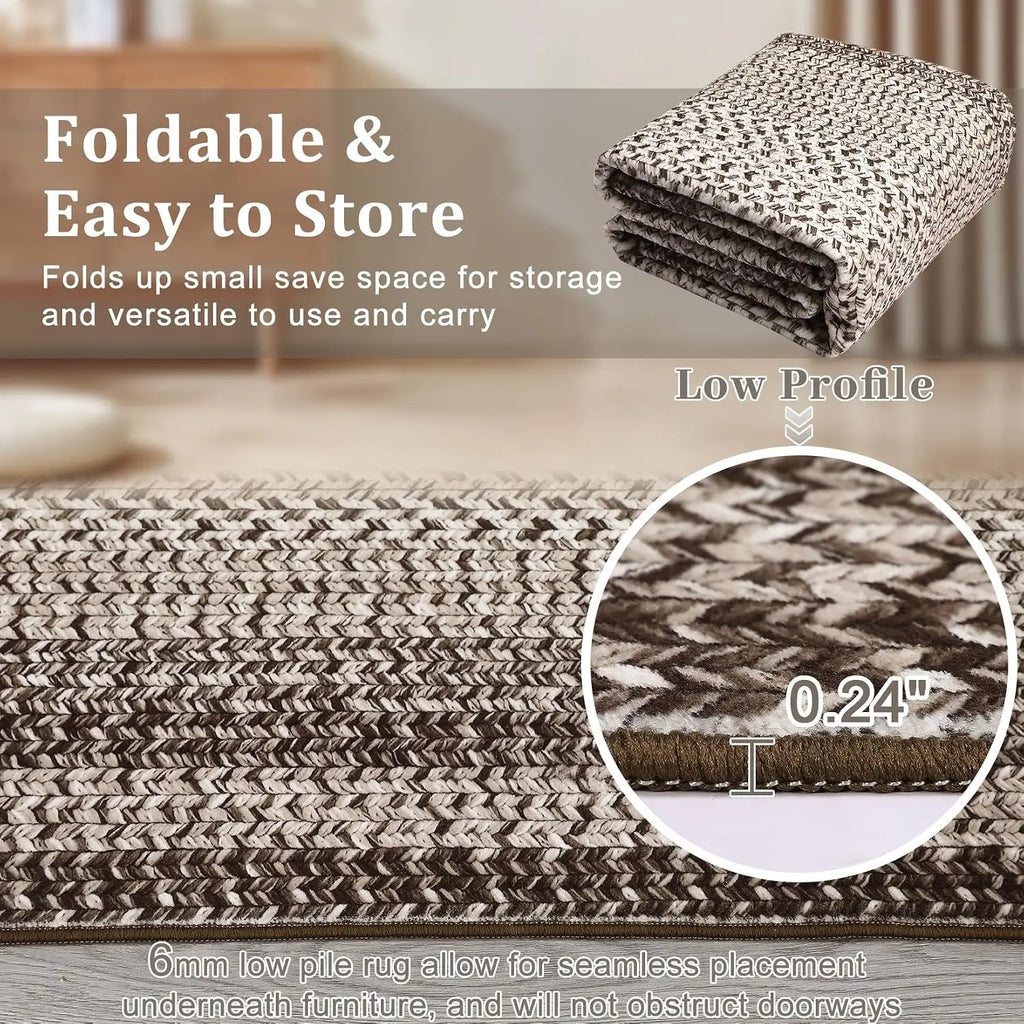 8X10FT Boho Braided Carpets for Living Room Large Area Rugs Home Decor Non Shedding Carpet Moroccan Bedroom Beside Floor Mat Luxury by PurelyhomeDeco