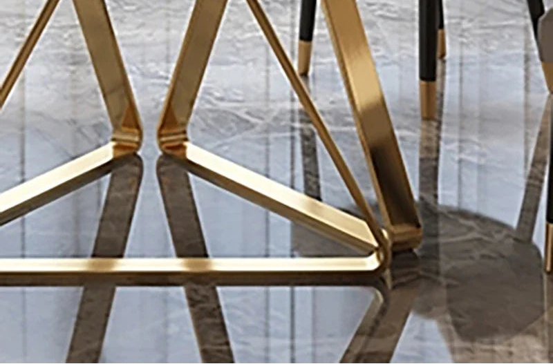 AURÉVA Golden Round Marble Dining Table with Turntable by PurelyhomeDeco