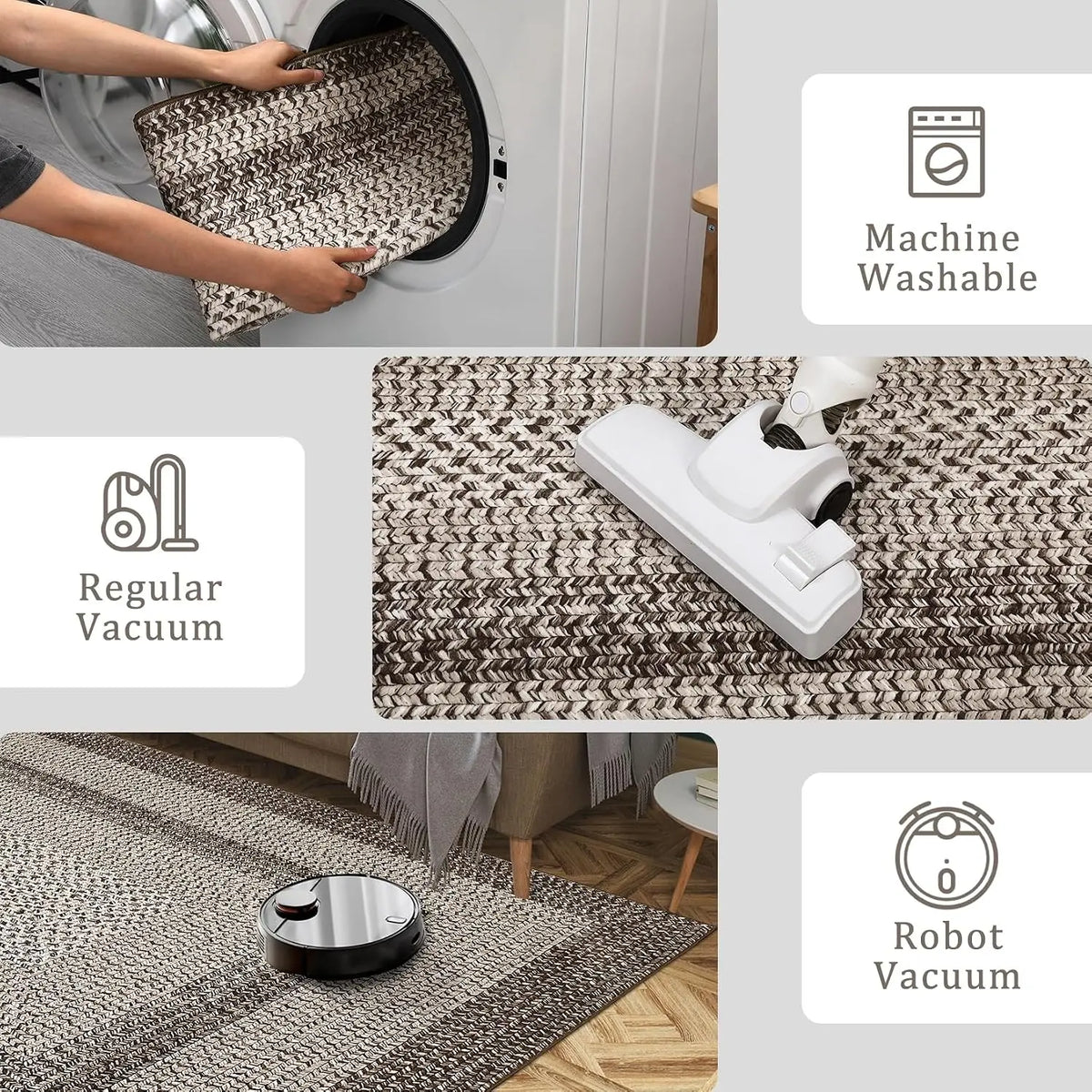 8X10FT Boho Braided Carpets for Living Room Large Area Rugs Home Decor Non Shedding Carpet Moroccan Bedroom Beside Floor Mat Luxury by PurelyhomeDeco