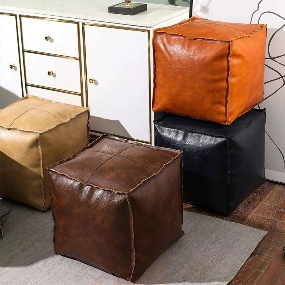 Modern Non-Slip Storage Stool Large Capacity Waterproof Unstuffed Cushion Cover No Fillings Square Leather Pouf Bedroom by PurelyhomeDeco