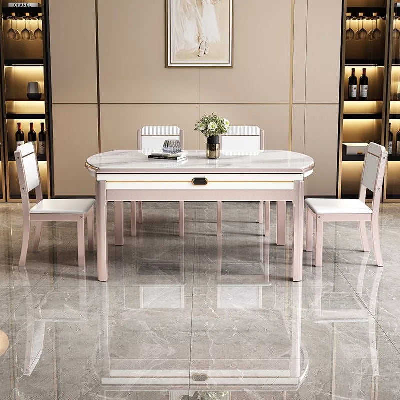 EXTORA™ Extendable Round Marble Dining Set by PurelyhomeDeco