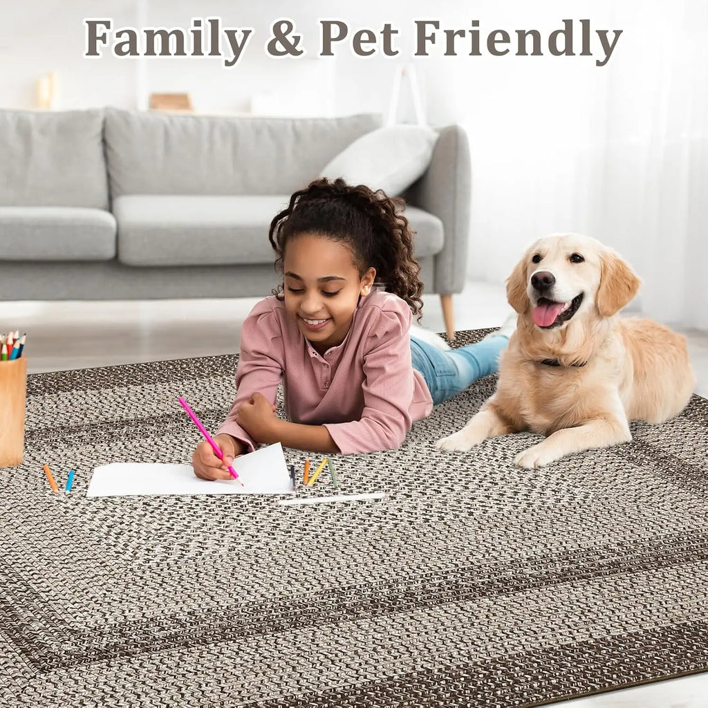 8X10FT Boho Braided Carpets for Living Room Large Area Rugs Home Decor Non Shedding Carpet Moroccan Bedroom Beside Floor Mat Luxury by PurelyhomeDeco