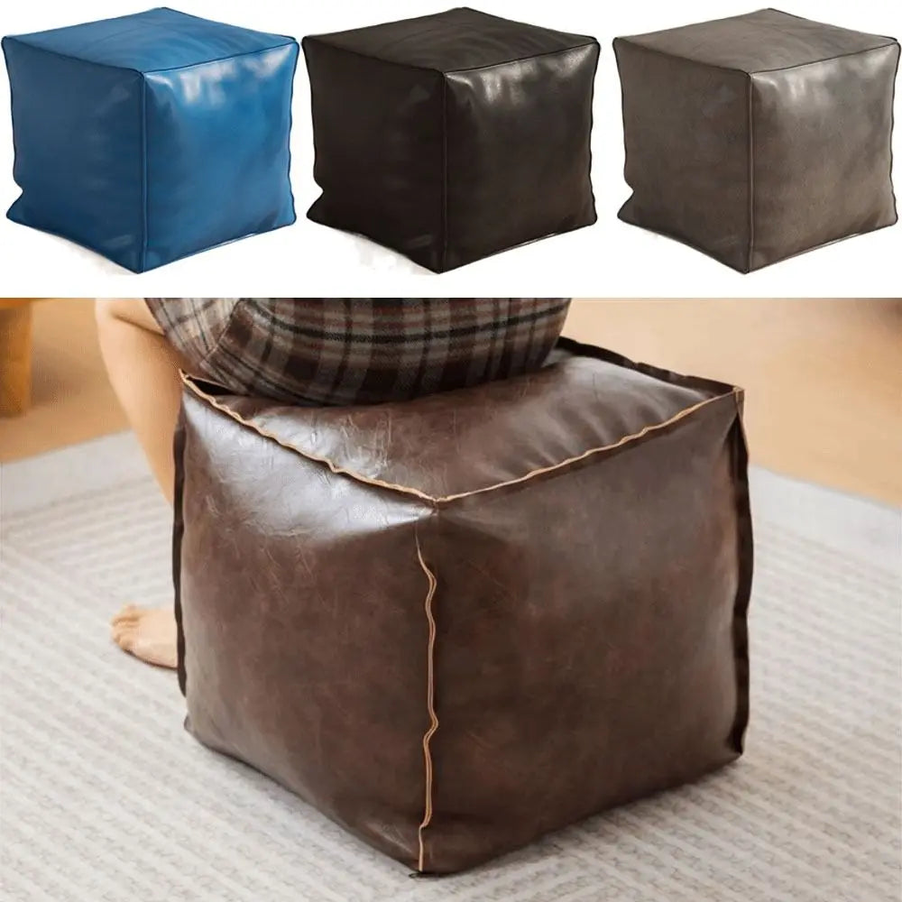 Modern Non-Slip Storage Stool Large Capacity Waterproof Unstuffed Cushion Cover No Fillings Square Leather Pouf Bedroom by PurelyhomeDeco