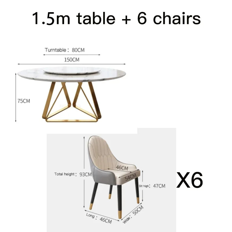 AURÉVA Golden Round Marble Dining Table with Turntable by PurelyhomeDeco