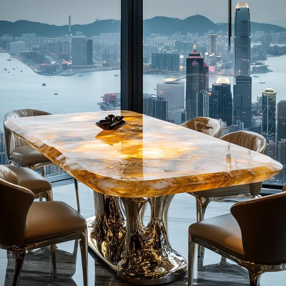 JADEVA™ Natural Jade Stone Dining Table by PurelyhomeDeco