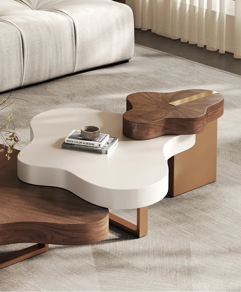Modern living room with a unique coffee table design