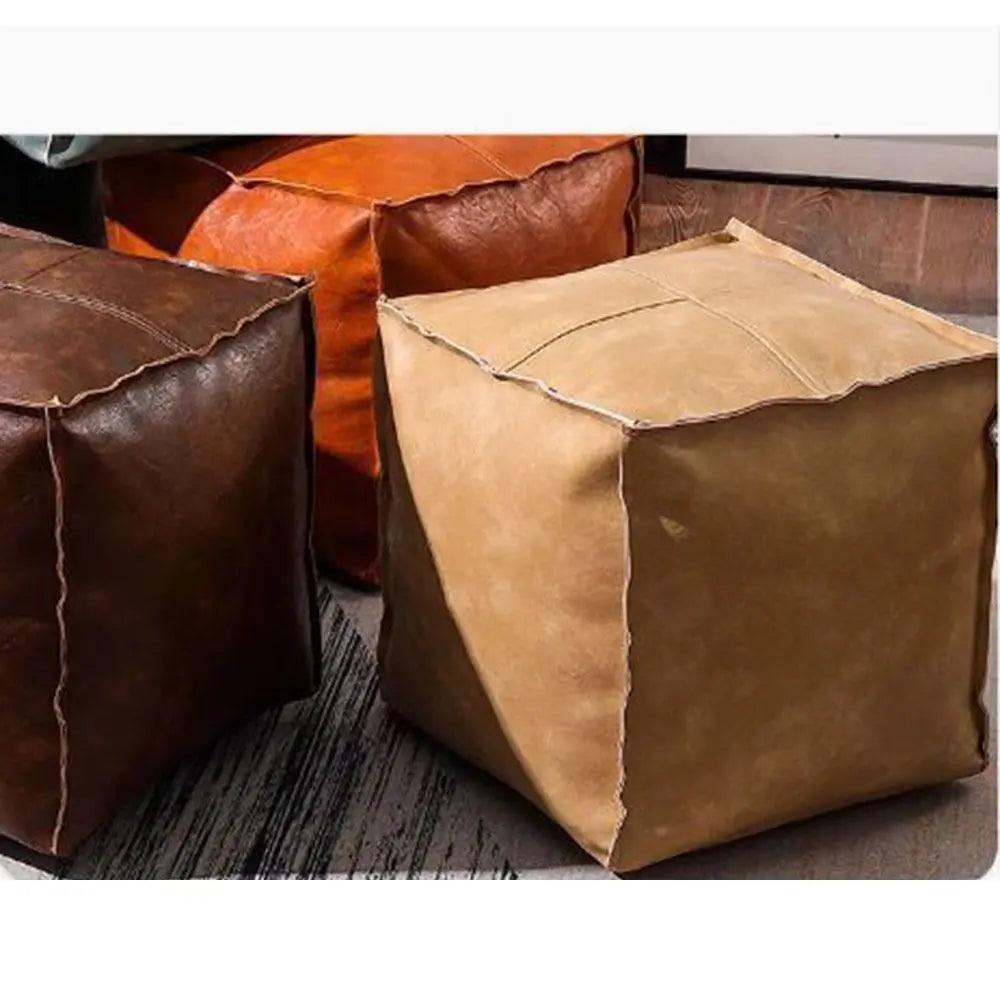 Modern Non-Slip Storage Stool Large Capacity Waterproof Unstuffed Cushion Cover No Fillings Square Leather Pouf Bedroom by PurelyhomeDeco