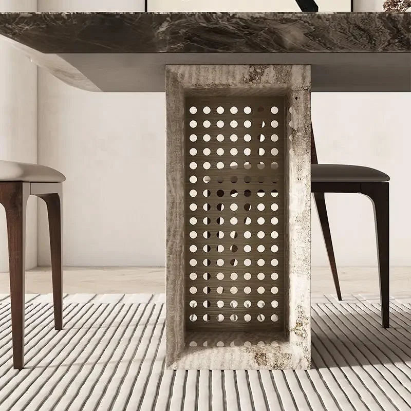 BRAVON™ Venetian Brown Wabi-Stone Dining Set by PurelyhomeDeco