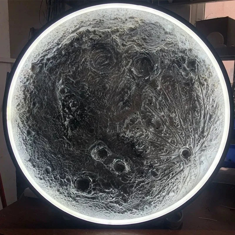 Modern Crater 3D Moon Wall Lamp – Luxury Round Relief LED Mural Light with 3-Color Lighting for Home Decoration by PurelyhomeDeco