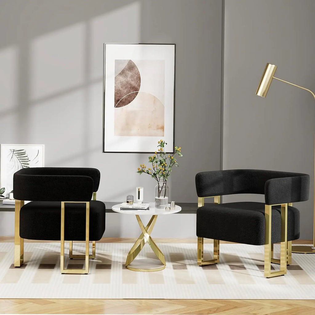 NOIR REGALIA™ Black & Gold Bouclé Accent Chair Set | Luxury Modern Duo by PurelyhomeDeco