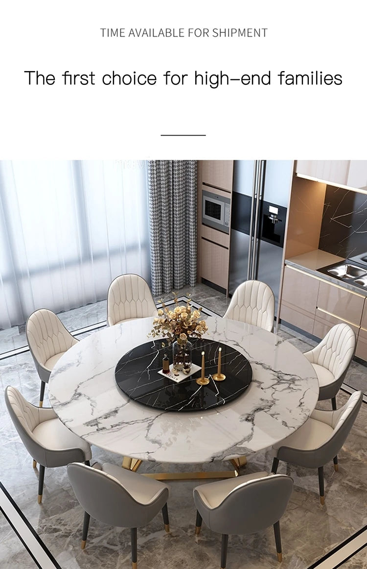 AURÉVA Golden Round Marble Dining Table with Turntable by PurelyhomeDeco