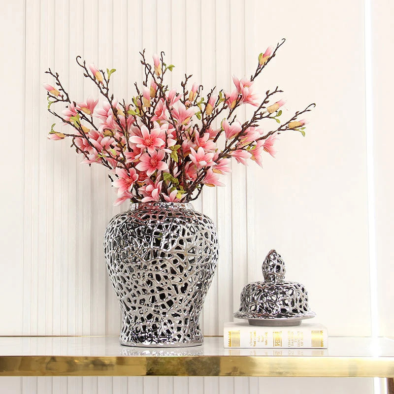 Échelon Gold – Ceramic Hollow Ginger Jar | Luxury Porcelain Home Decoration by PurelyhomeDeco