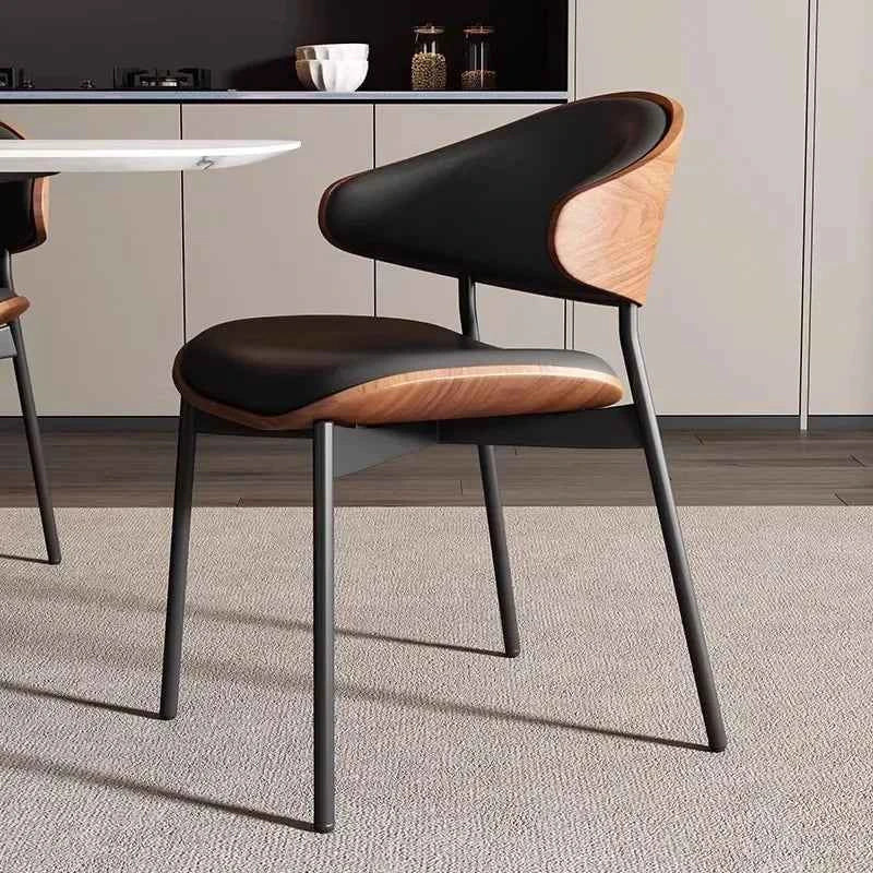 Noir Valencia™ – Genuine Leather Mid-Century Dining Chair by PurelyhomeDeco