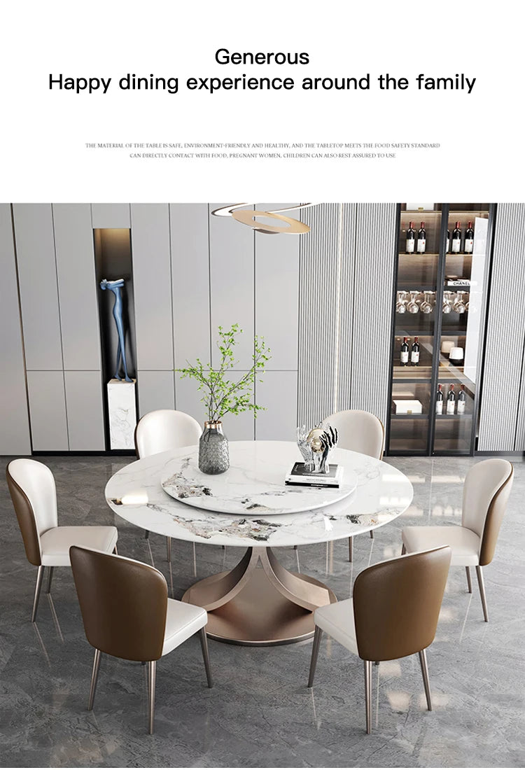 SILORA White Marble Round Dining Table with Turntable by PurelyhomeDeco