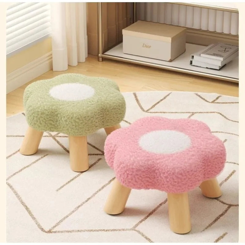 Small stool, household low stool, sofa stool, soft bag stool, living room coffee table stool, solid wood children's stool by PurelyhomeDeco