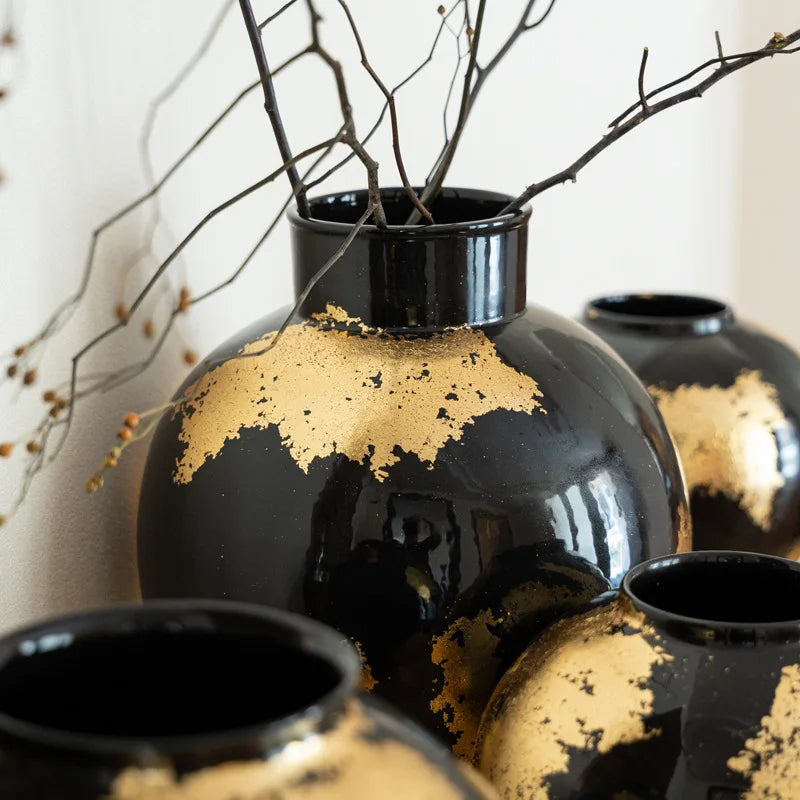Aurelia Foil – Gold-Plated Porcelain Decorative Vase | Luxury Table Accent by PurelyhomeDeco