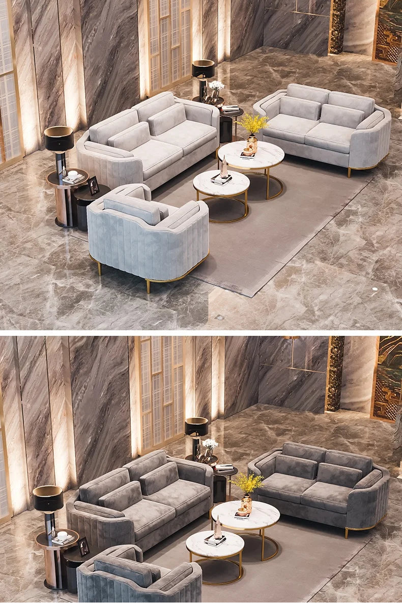 VerdeLuxe Modern L Shaped Sofa With Wood Frame And Composite Fabric by PurelyhomeDeco
