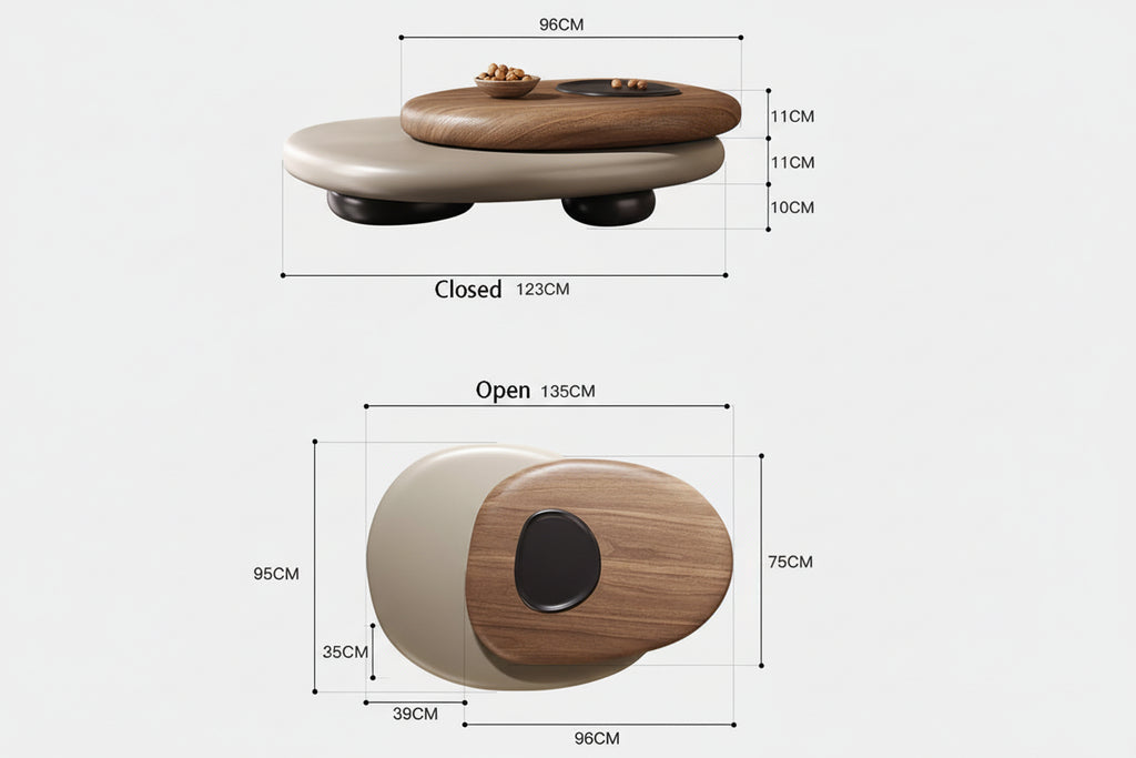 EMBERA™ Rotatable Designer Coffee Table | Sculptural Irregular Wood Centerpiece by PurelyhomeDeco