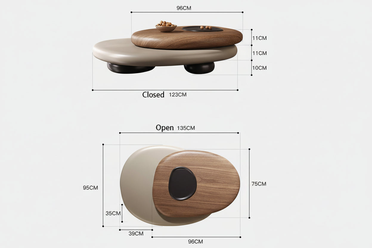 EMBERA™ Rotatable Designer Coffee Table | Sculptural Irregular Wood Centerpiece by PurelyhomeDeco