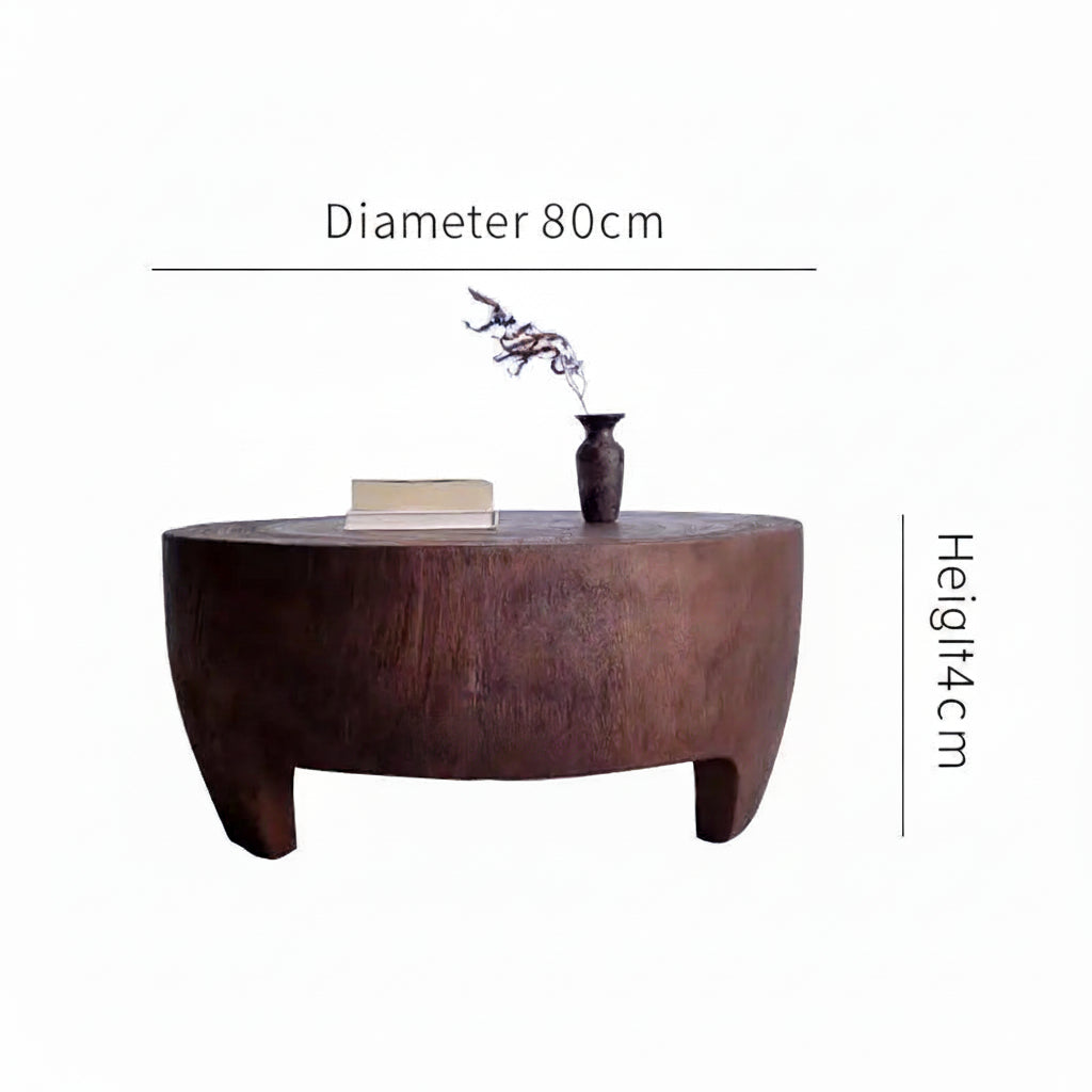 Wooden table with measurements on a white background