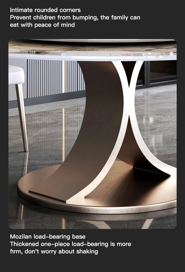 SILORA White Marble Round Dining Table with Turntable by PurelyhomeDeco