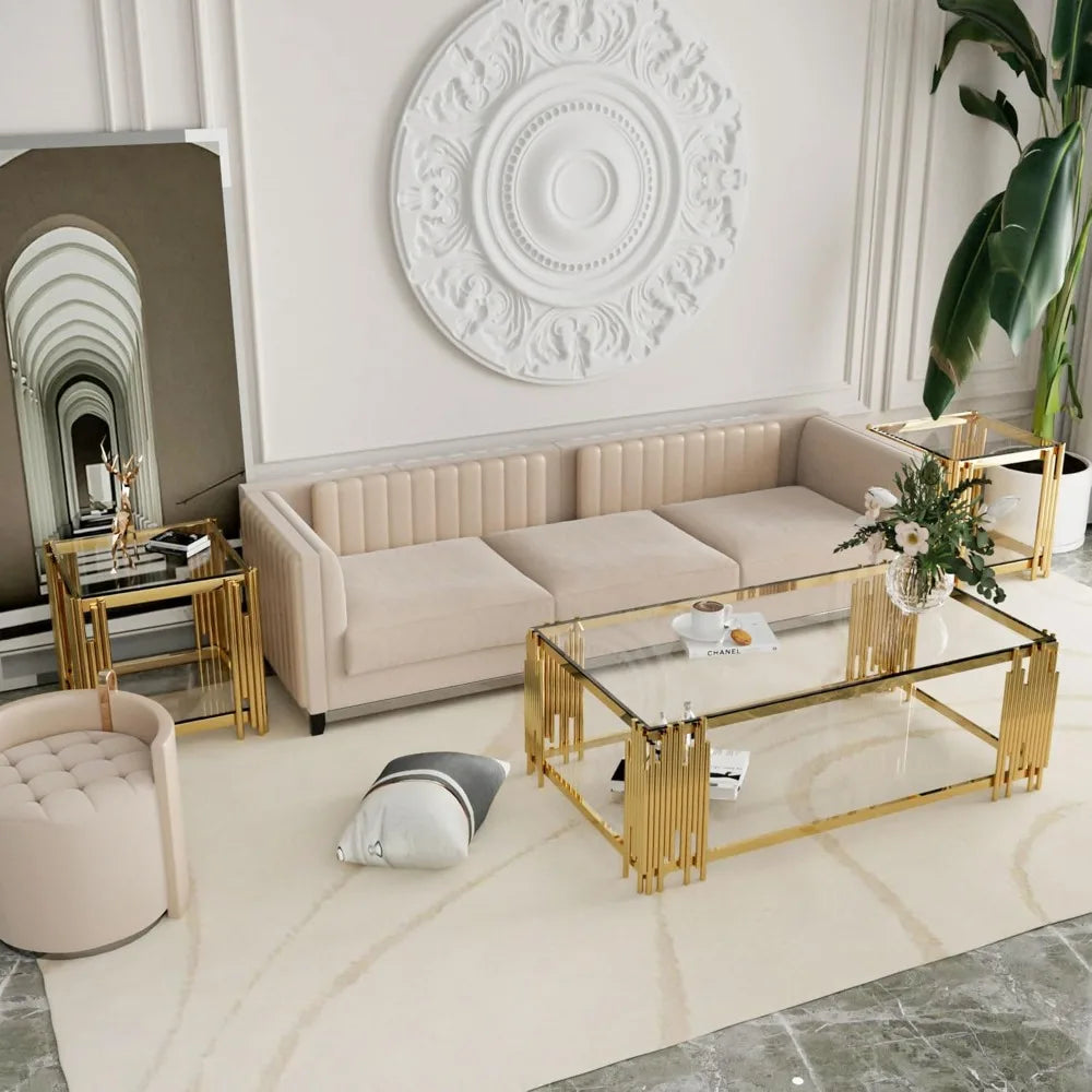 NOVA SIDE™Luxury Gold Glass End Table by PurelyhomeDeco