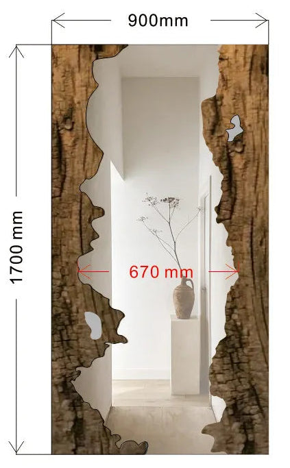 Wooden frame with measurements on a white background