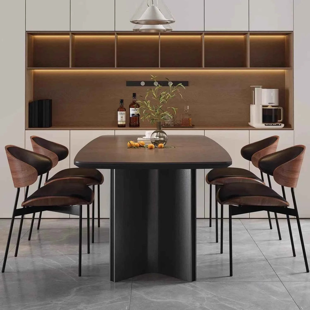 Noir Valencia™ – Genuine Leather Mid-Century Dining Chair by PurelyhomeDeco
