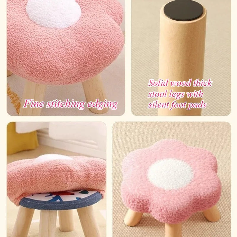 Small stool, household low stool, sofa stool, soft bag stool, living room coffee table stool, solid wood children's stool by PurelyhomeDeco