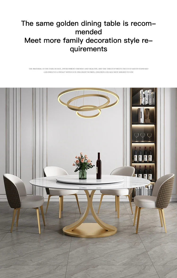 SILORA White Marble Round Dining Table with Turntable by PurelyhomeDeco
