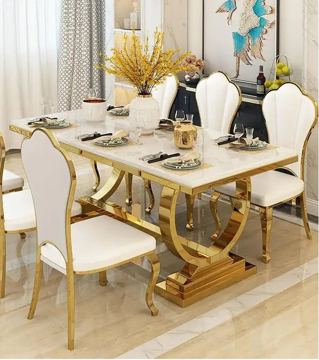 ZANORIA™ Elite Gold Structure Dining Set by PurelyhomeDeco