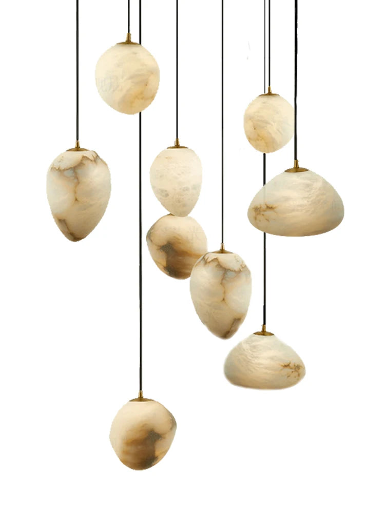 Siberia MarbleAura™ LED Chandelier – Luxury Natural Marble Hanging Light for Living Room & Modern Interiors by PurelyhomeDeco